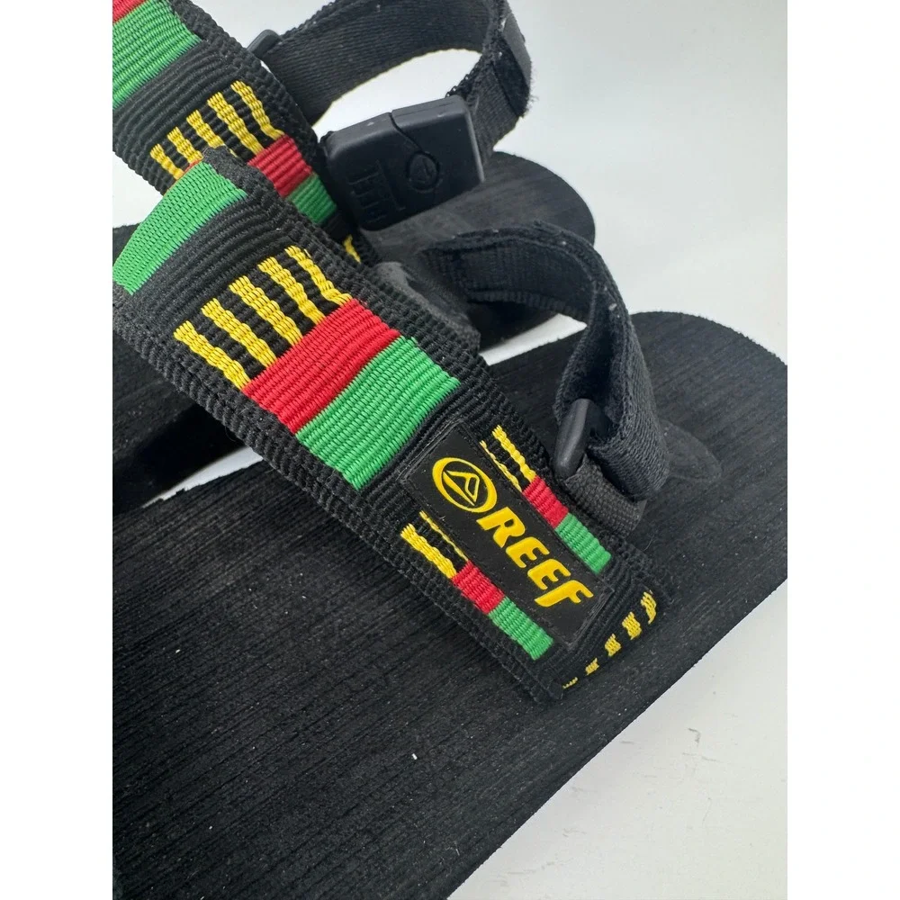 Reef Rasta Sandals Mens 8 Black Red Yellow Green